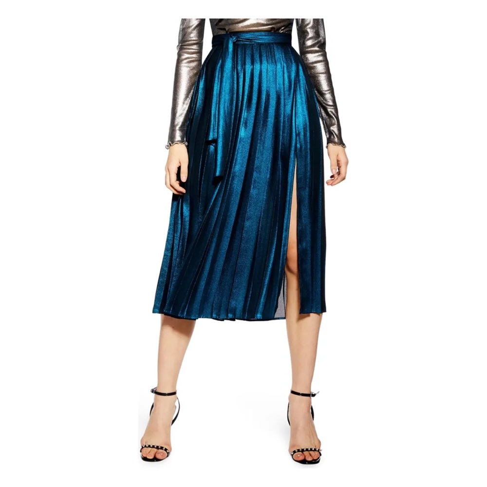 Top shop Metallic Pleat Midi Skirt